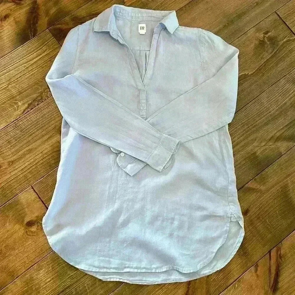 GAP Tops - Gap Linen Blue  Shirt
